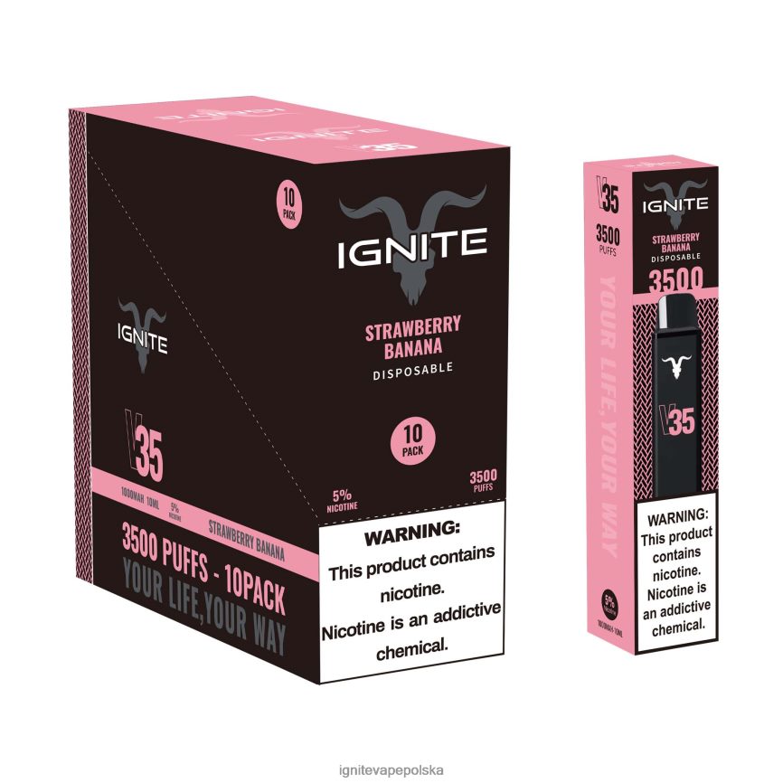 Ignite Smaki | IGNITE V35 vape pen 10 szt truskawka Banan 0648NZ128
